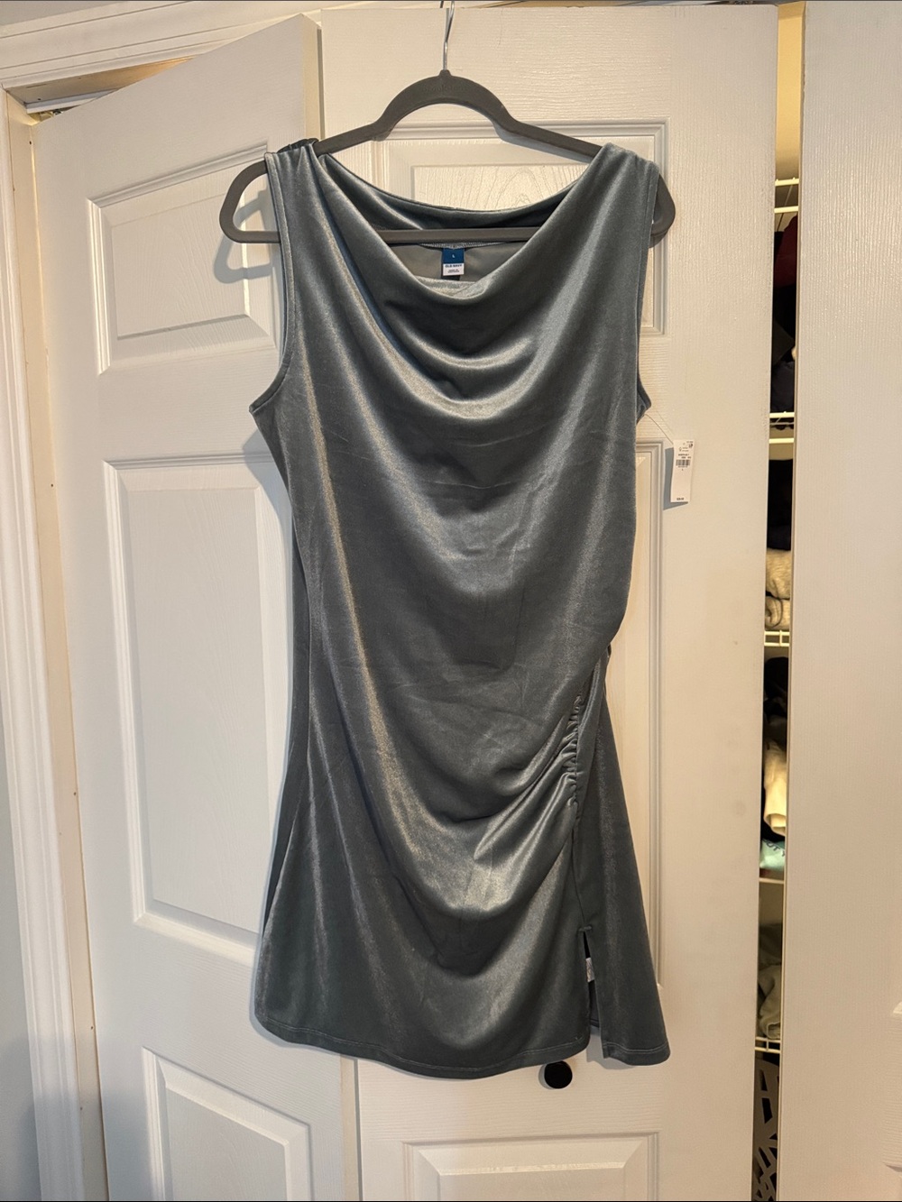 Old Navy Silver Gray Blue Sleeveless Cowl Neck Mini Dress
